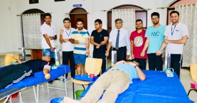 A view of the Blood Donation Camp organized by MES Probationers at Dr. MCR HRD Institute.